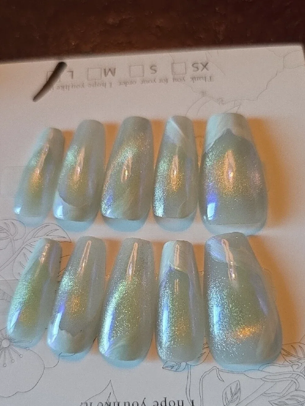 Shimmery Opal White Press-On Nail Set Size Large
